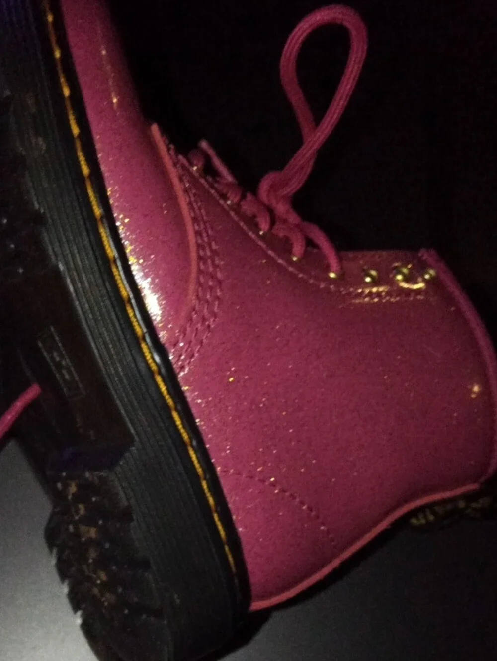 Dr. Martens Pink Glitter Lace-Up Kids Boots toddler Size 10